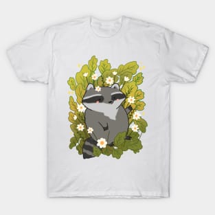 Cute raccoon with flowers T-Shirt